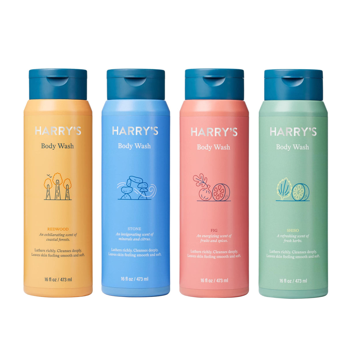Harry's gel de ducha Redwood, botella visible para limpieza fresca y revitalizante