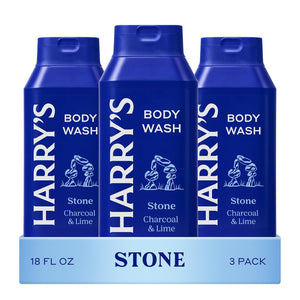 Harry's Stone body wash 3-pack bottles for easy refreshment during busy days.