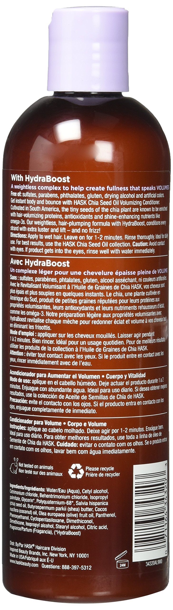 Acondicionador HASK con textura cremosa para cabello suave y manejable.