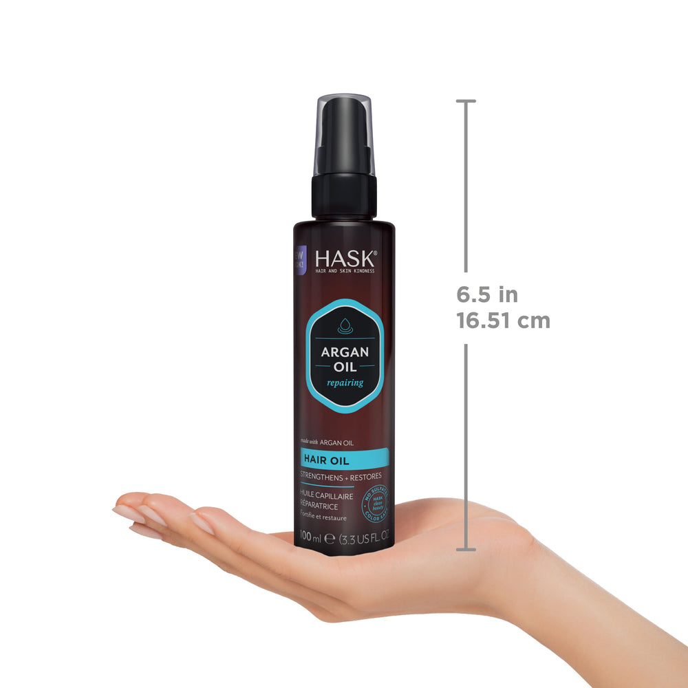 Aplicación en cabello seco con HASK Argan para frizz controlado