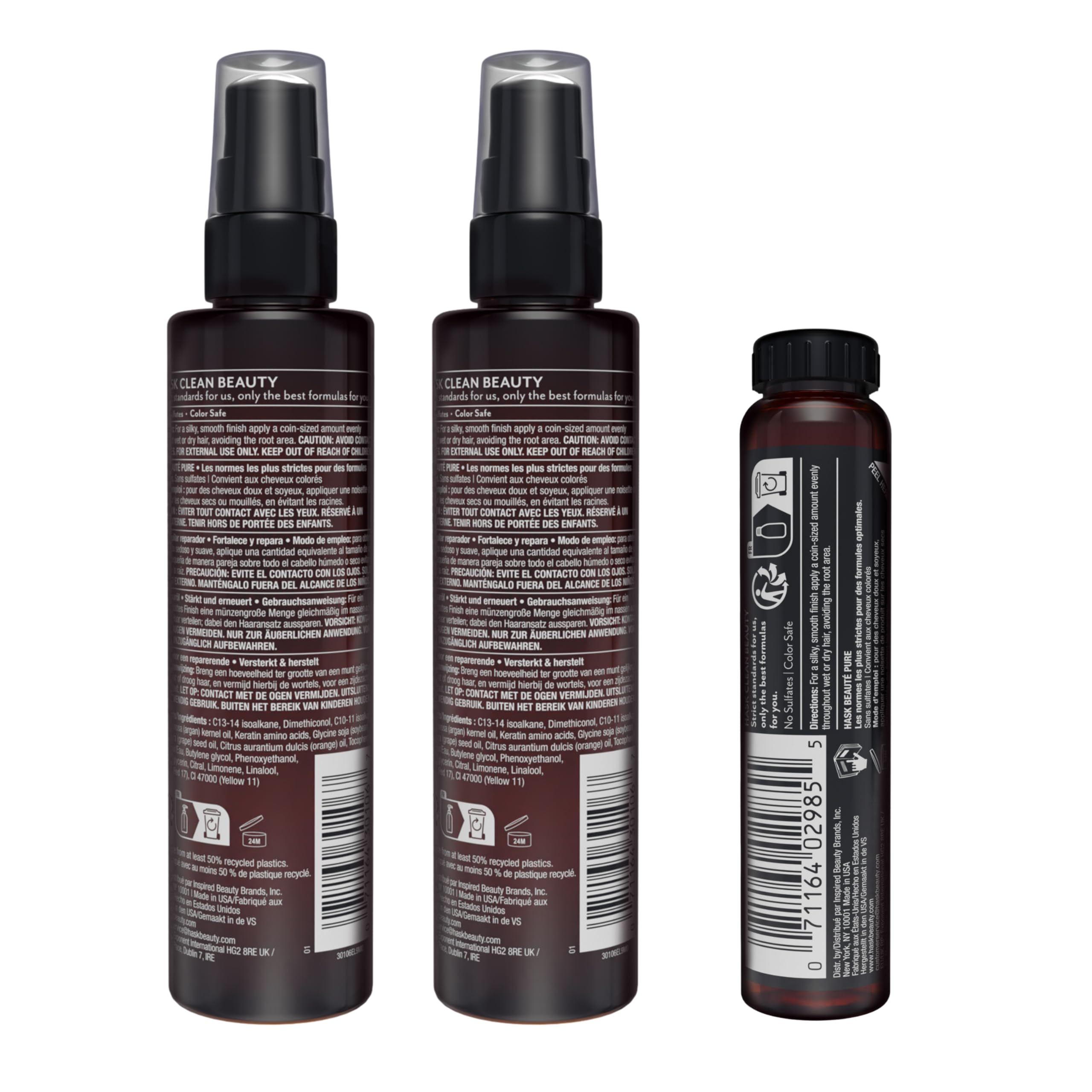 Ingrediente Argan destacado en la botella de HASK reparador