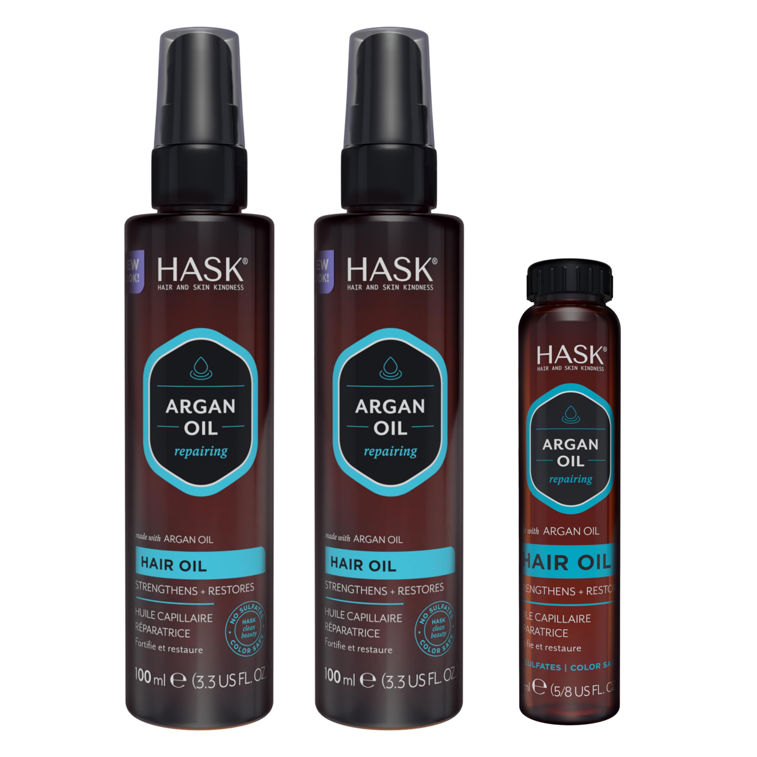 Bote de HASK Argan reparador con brillo para cabello suave