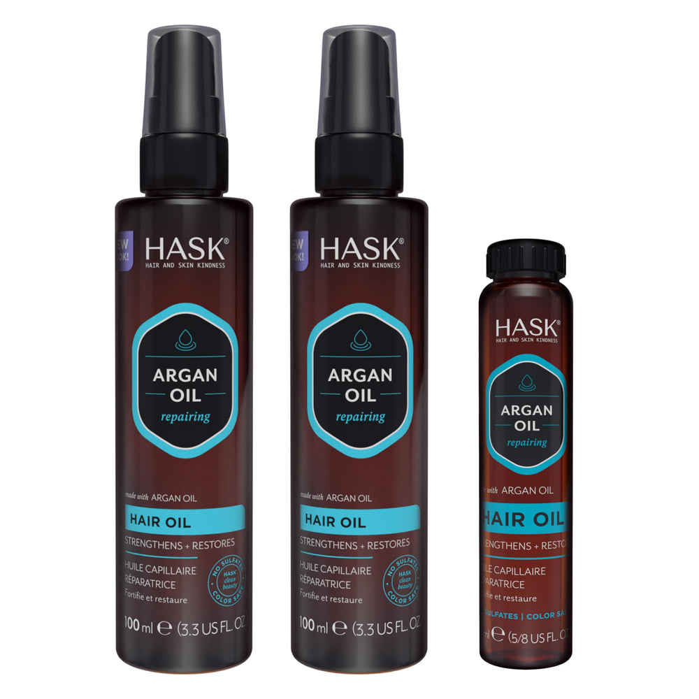 Bote de HASK Argan reparador con brillo para cabello suave