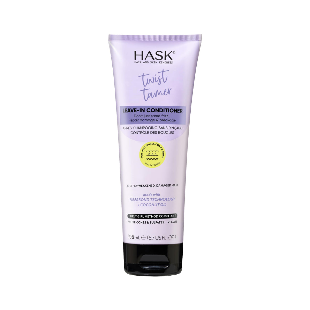 HASK Twist Tamer botella, envase compacto para uso diario y control del frizz