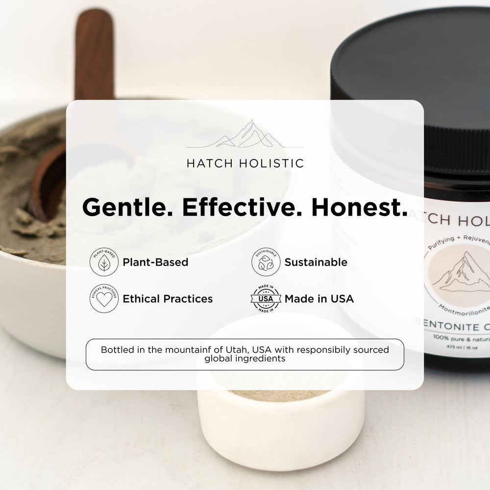 Hatch Holistic Arcilla Bentonita textura seca lista para usar.
