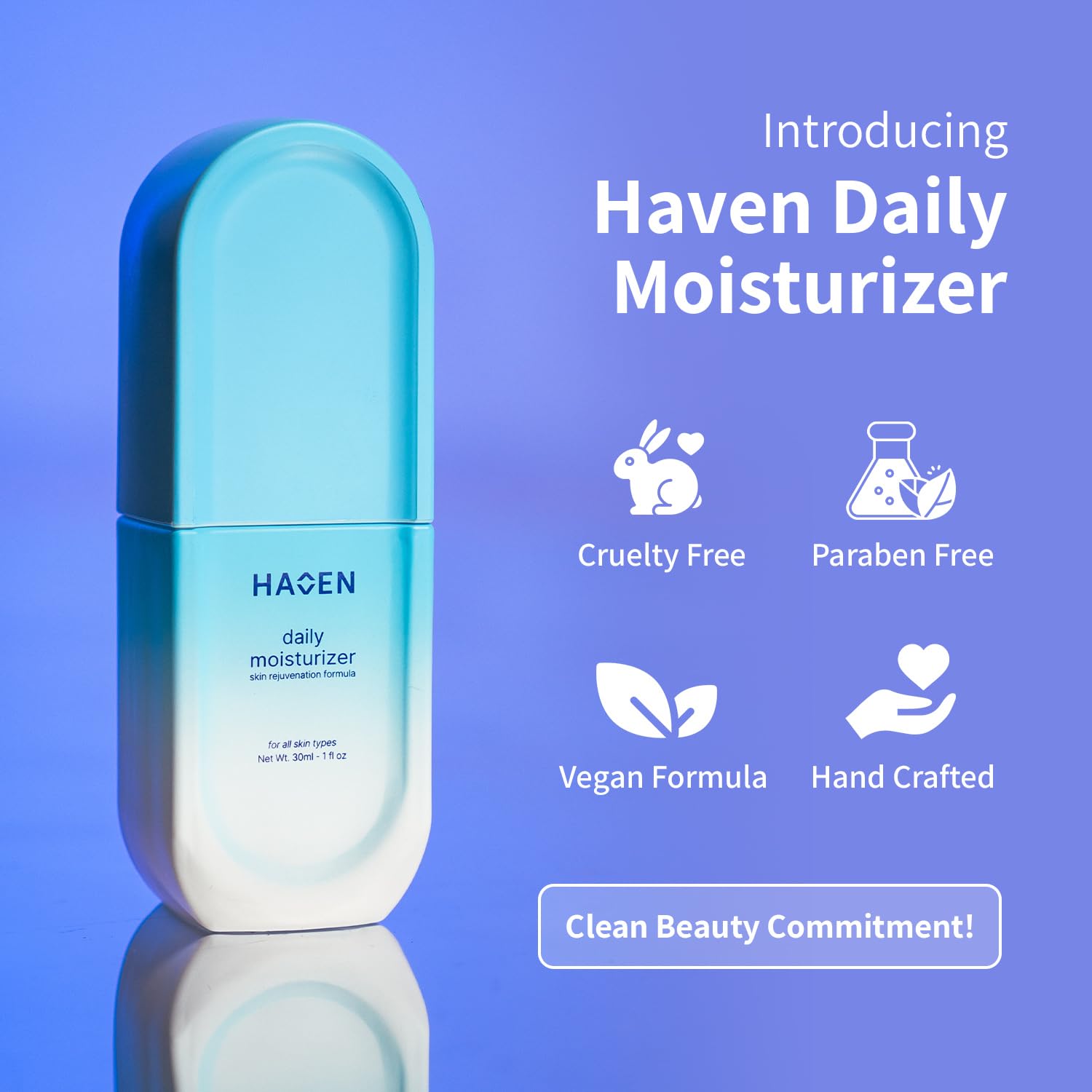 HAVEN SKIN niacinamida y ácido hialurónico para textura suave y luminosa.