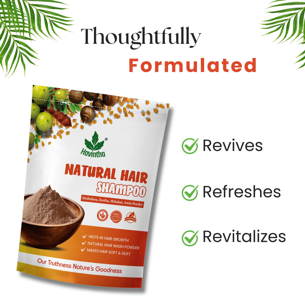 Champú Havintha: ingredientes en polvo para mezclar con agua y formar una pasta suave.