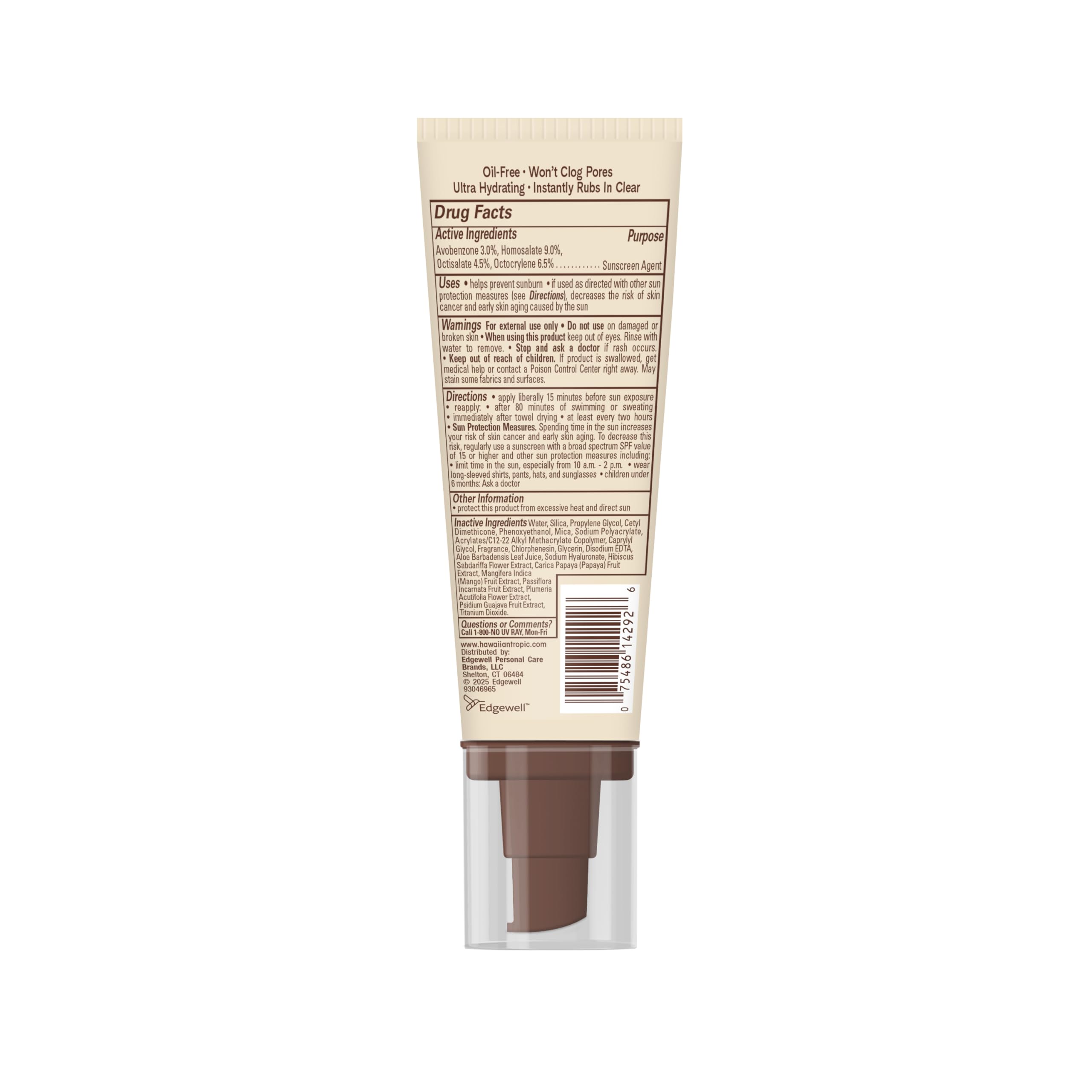 Hawaiian Tropic Sheer Touch Face SPF 60, sin parabenos y sin oxybenzone.