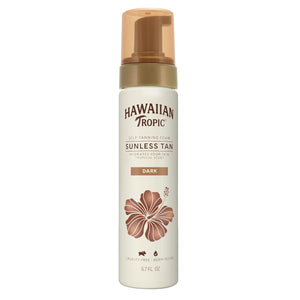 Hawaiian Tropic Mousse oscura: textura ligera para un acabado uniforme.