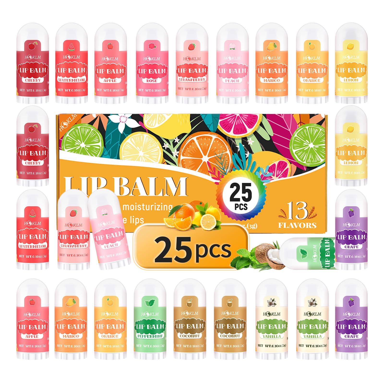 Bálsamo labial mini HCKLM con variedad de sabores para uso diario.