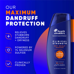 Head & Shoulders clinical-strength shampoo label close-up with 1% selenium sulfide
