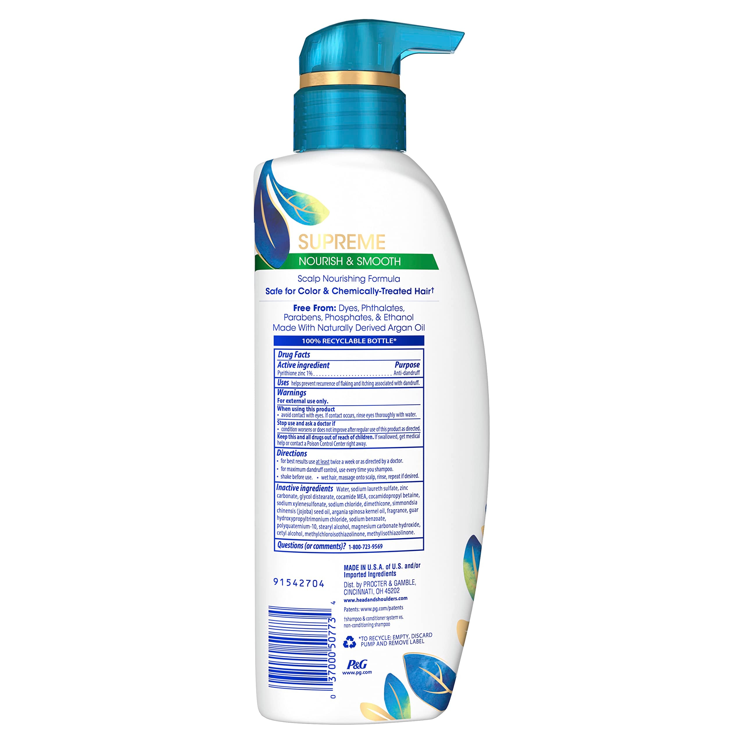 Fórmula sin sulfatos para uso diario de Head & Shoulders Supremo Nutre y Suaviza Champú.