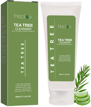 Healov limpiador de árbol de té en botella limpieza suave para piel sensible