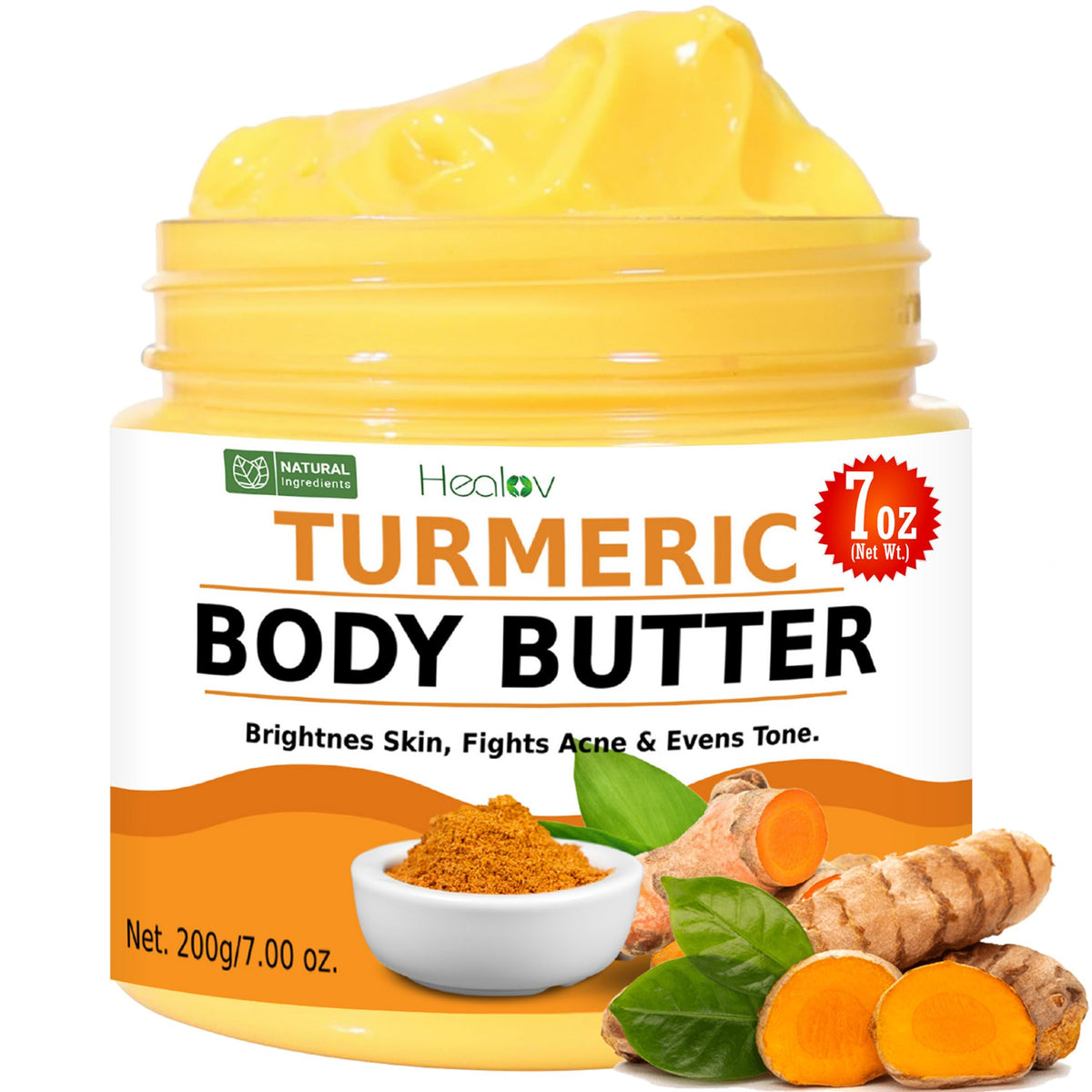 Healov crema de cúrcuma, bote claro, para tono más uniforme y luminosidad.