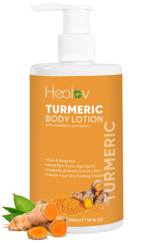 Healov Loción de Cúrcuma: botella visible para hidratación y brillo natural.