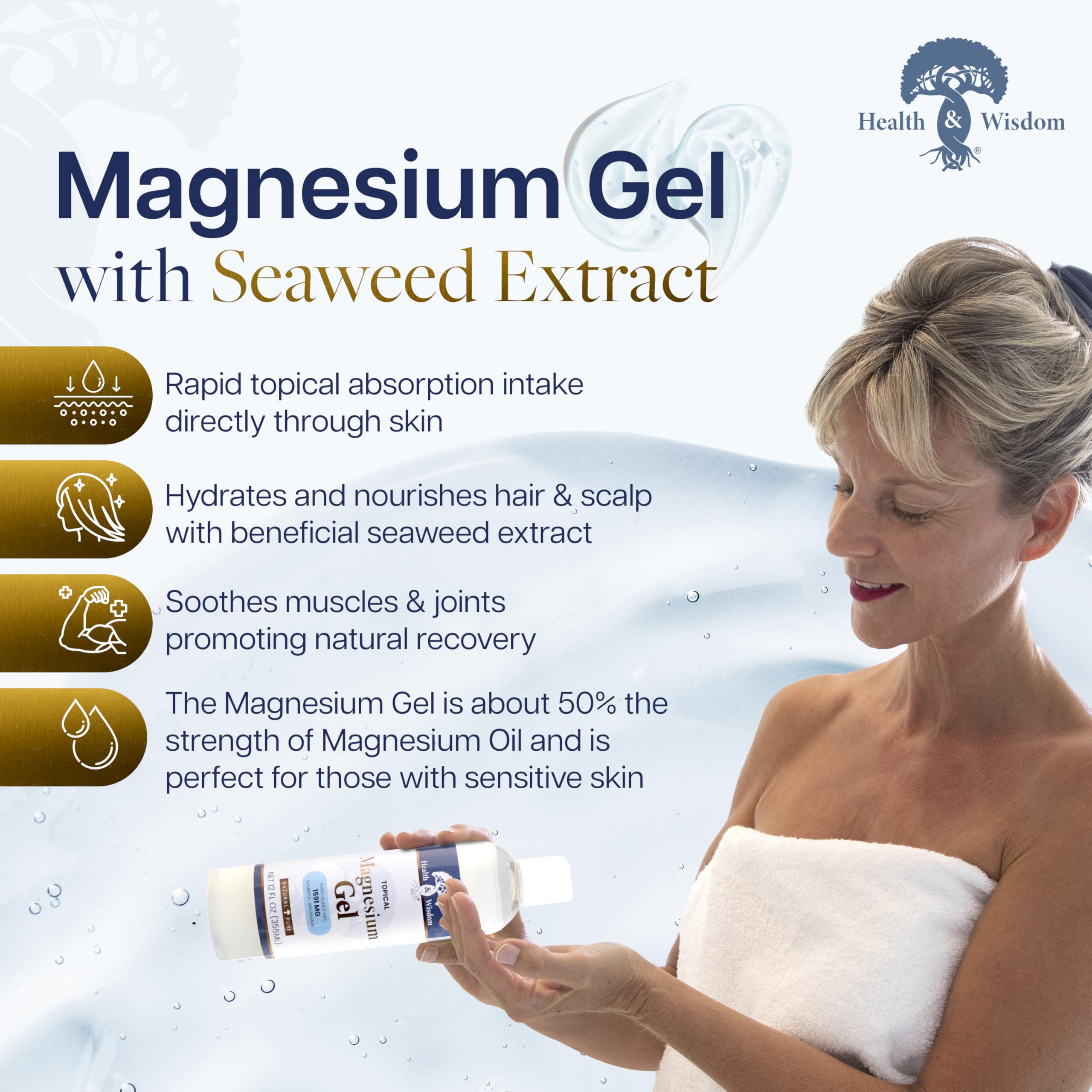 Health and Wisdom gel magnesio rápido absorción piel: sensación suave tras aplicar.