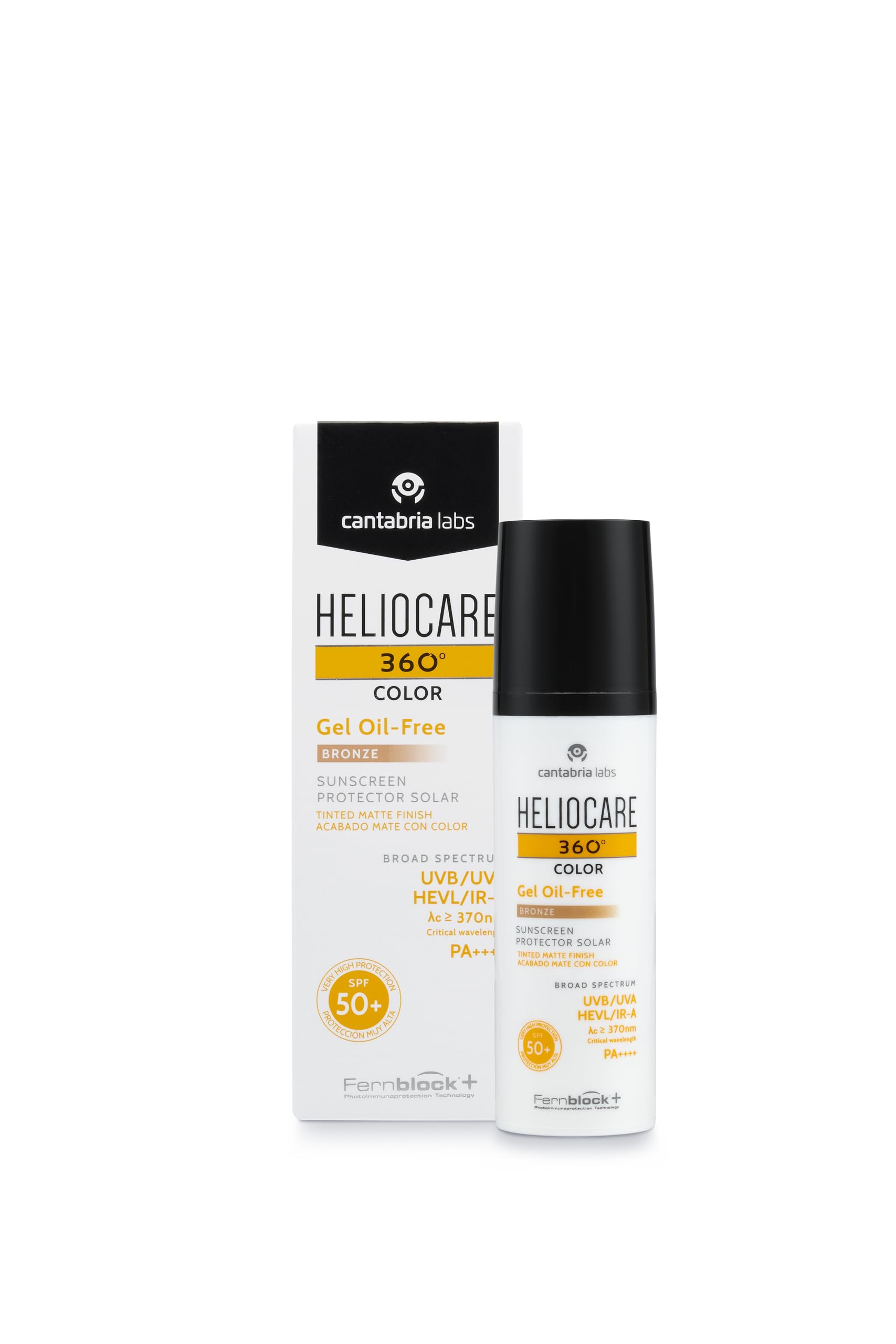 Heliocare 360 Gel Bronce SPF50, tubo compacto para uso diario.