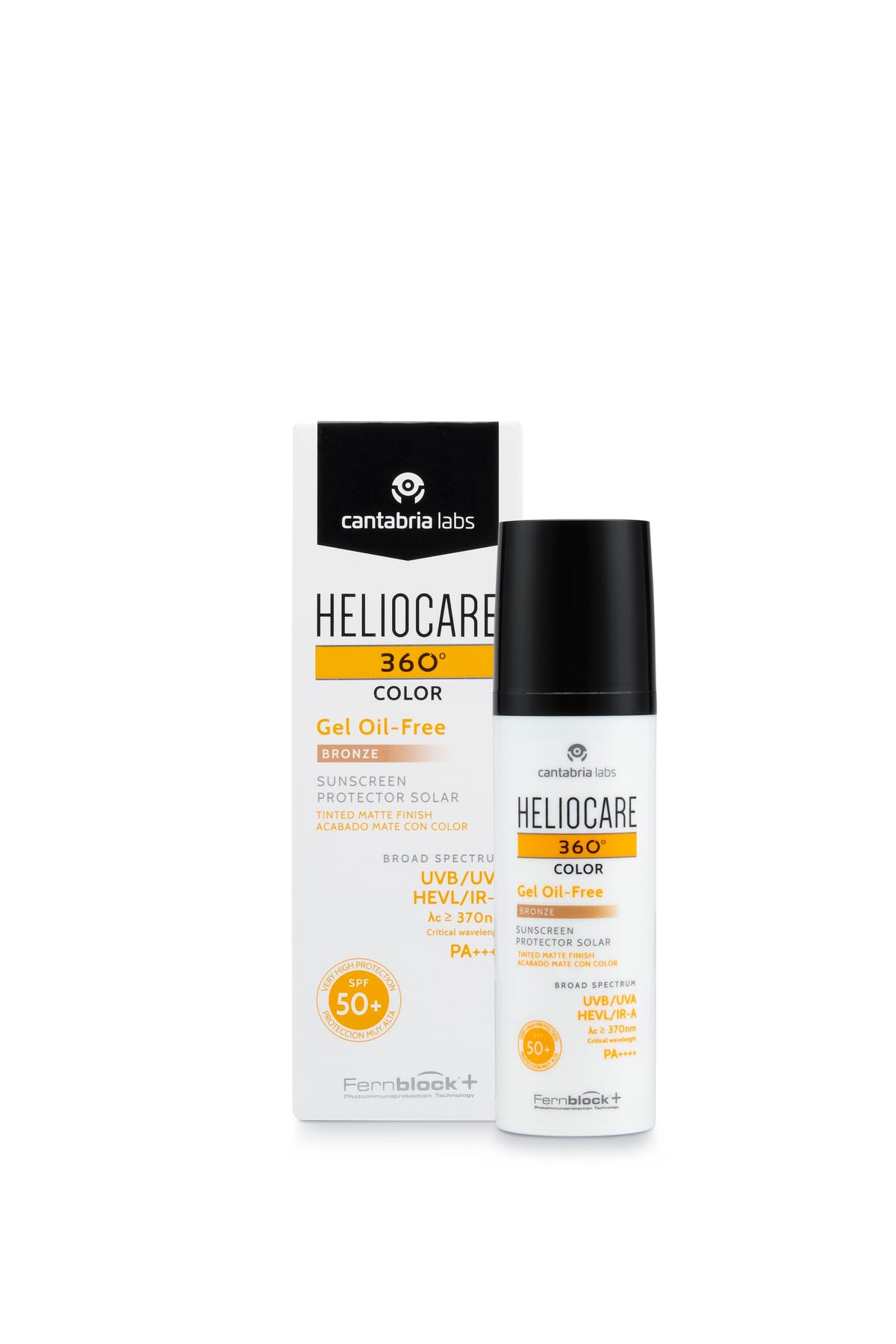 Heliocare 360 Gel Bronce SPF50, tubo compacto para uso diario.