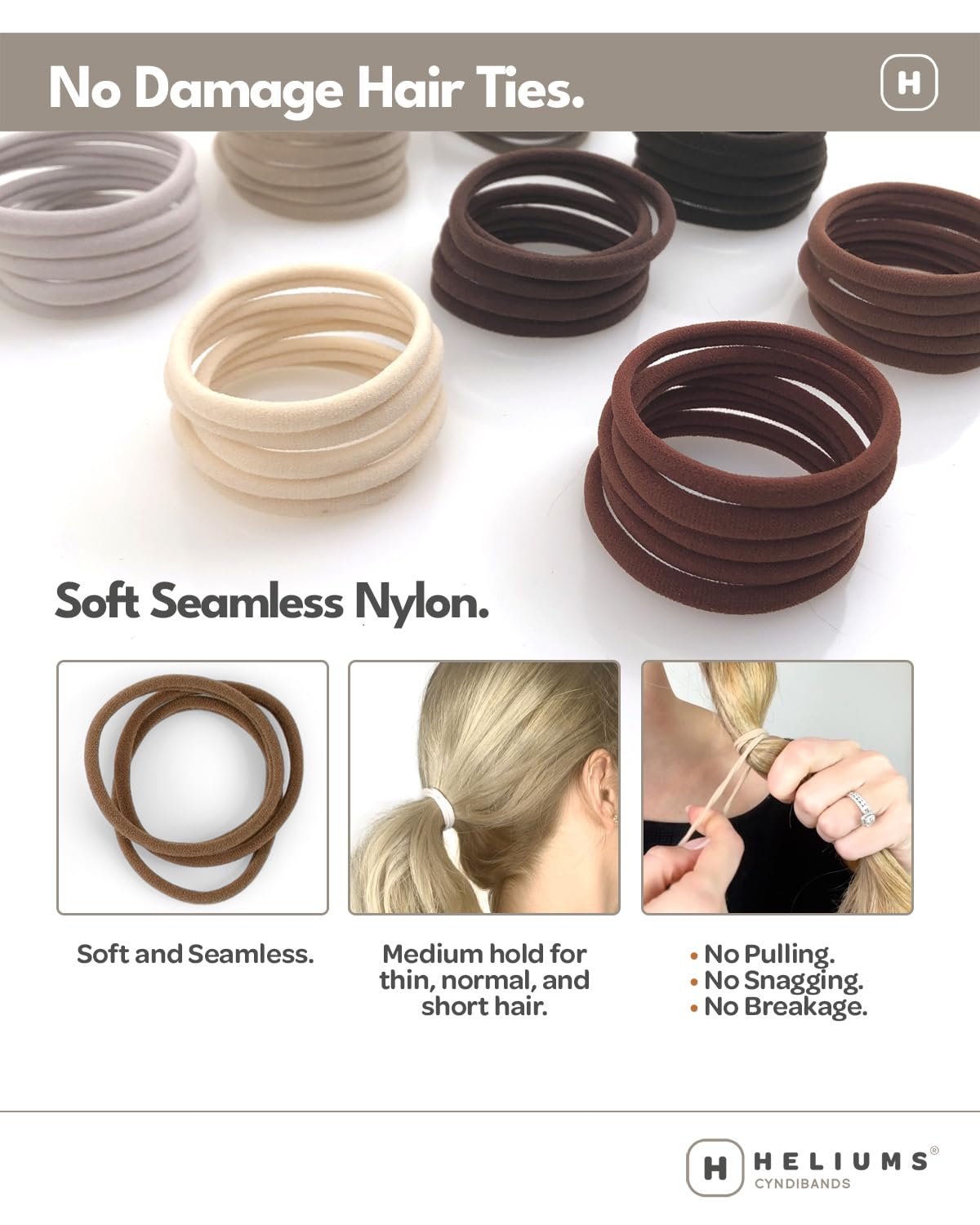 Heliums coleteros nylon suave y sin daño para cabello sano