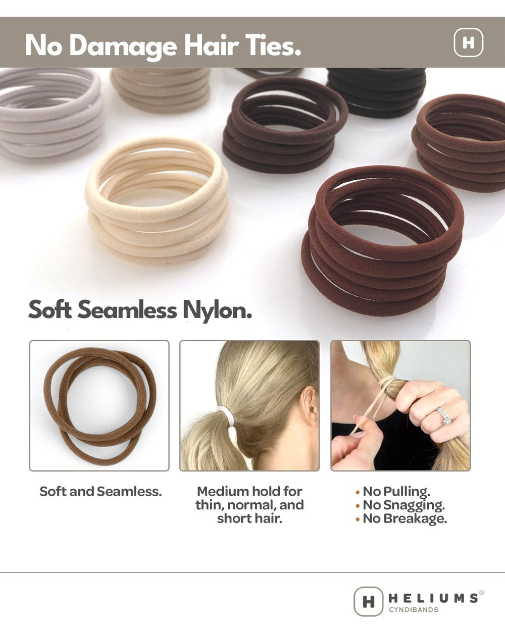 Heliums coleteros nylon suave y sin daño para cabello sano