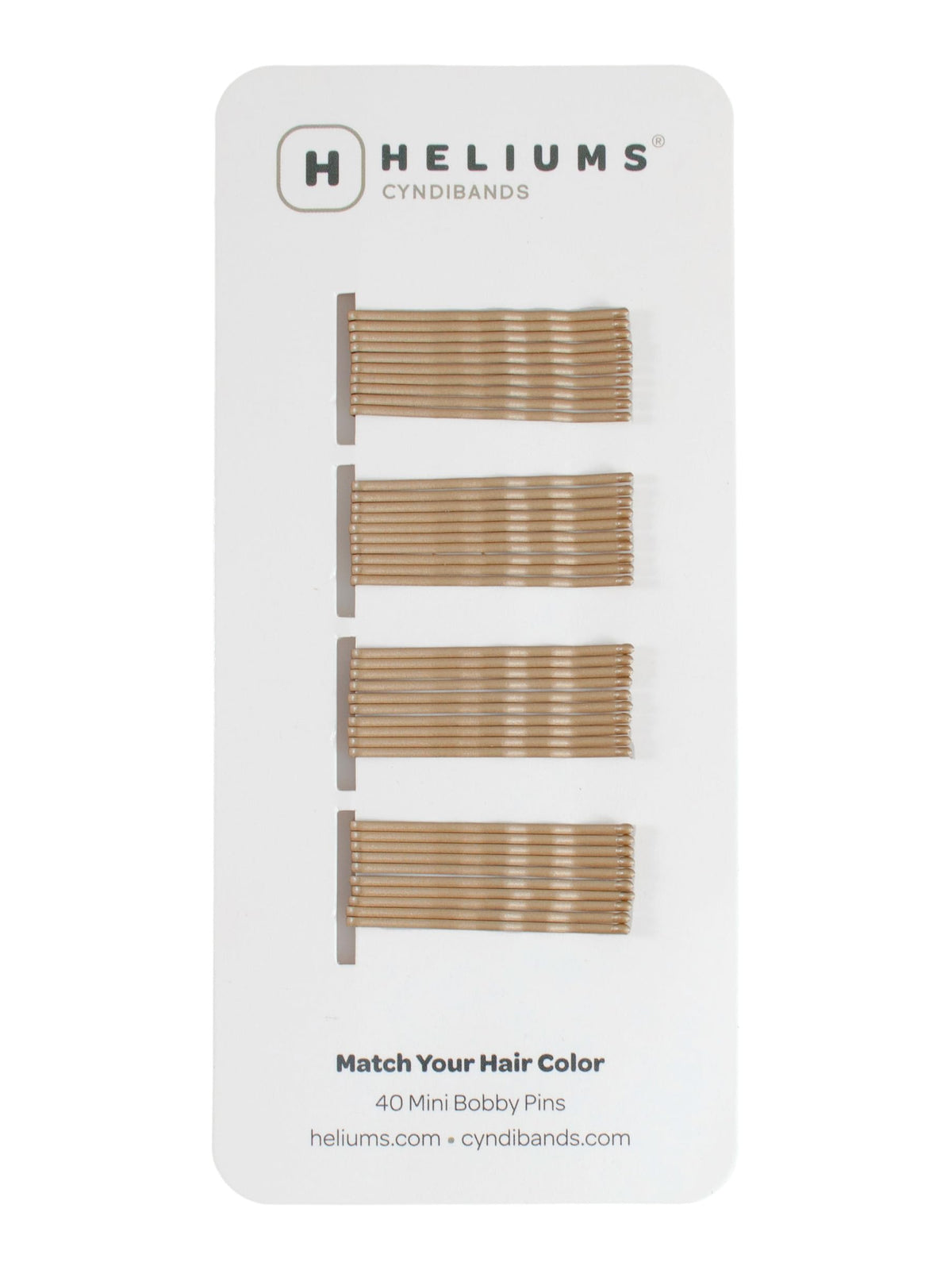 Heliums mini horquillas rubio oscuro en empaque práctico, ideal para organizar tu neceser