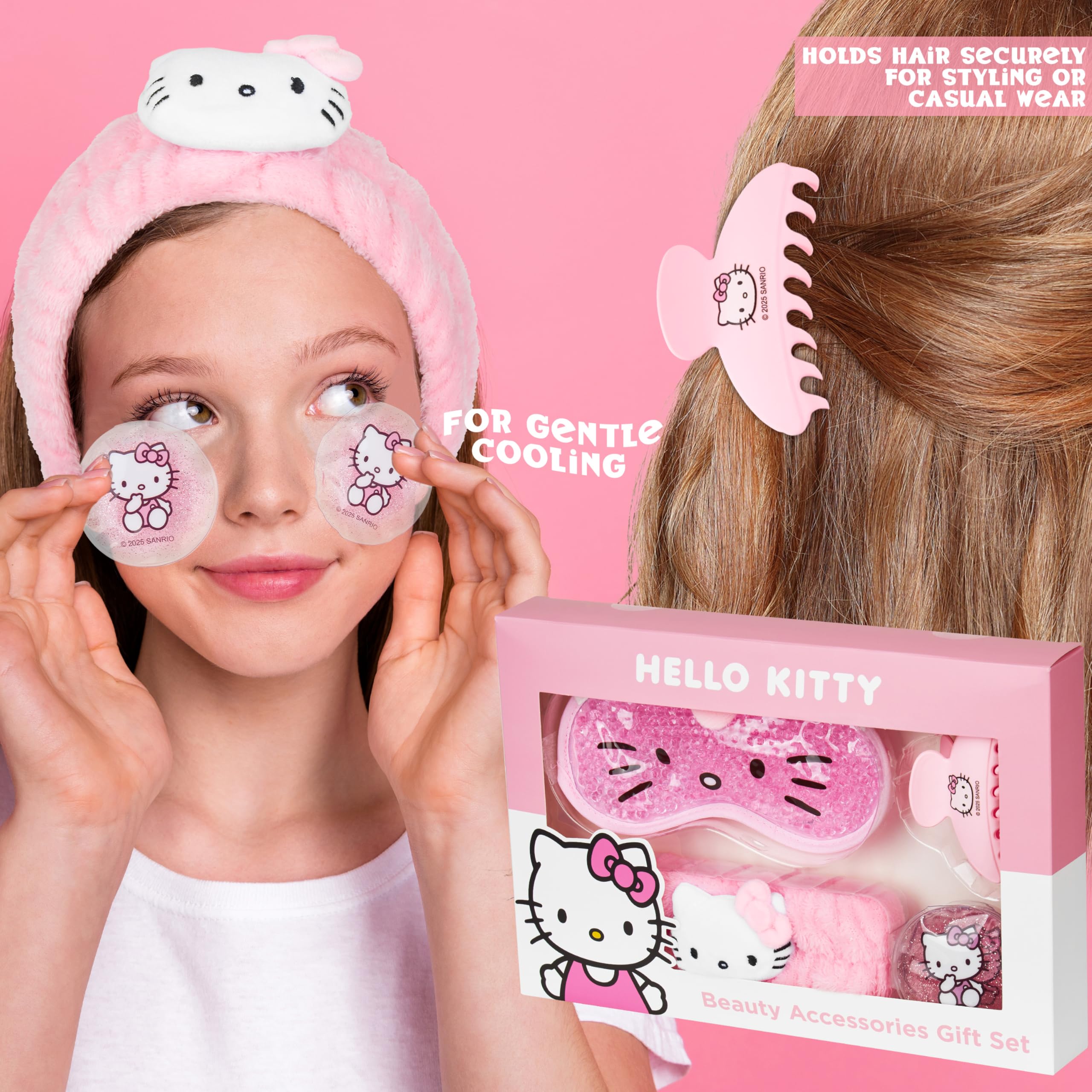 Hello Kitty diadema de peluche para skincare y peinado