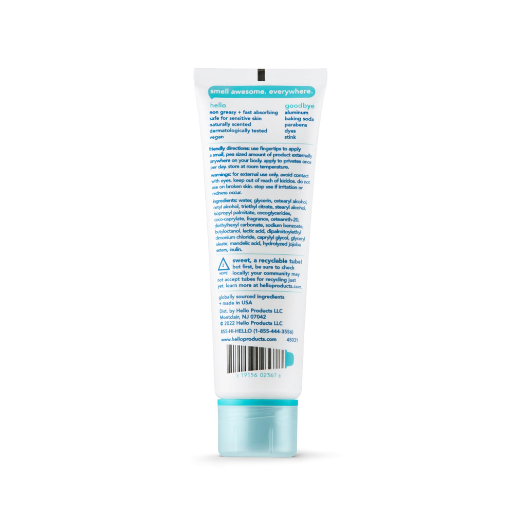 Hello crema desodorante para uso diario en hombres y mujeres