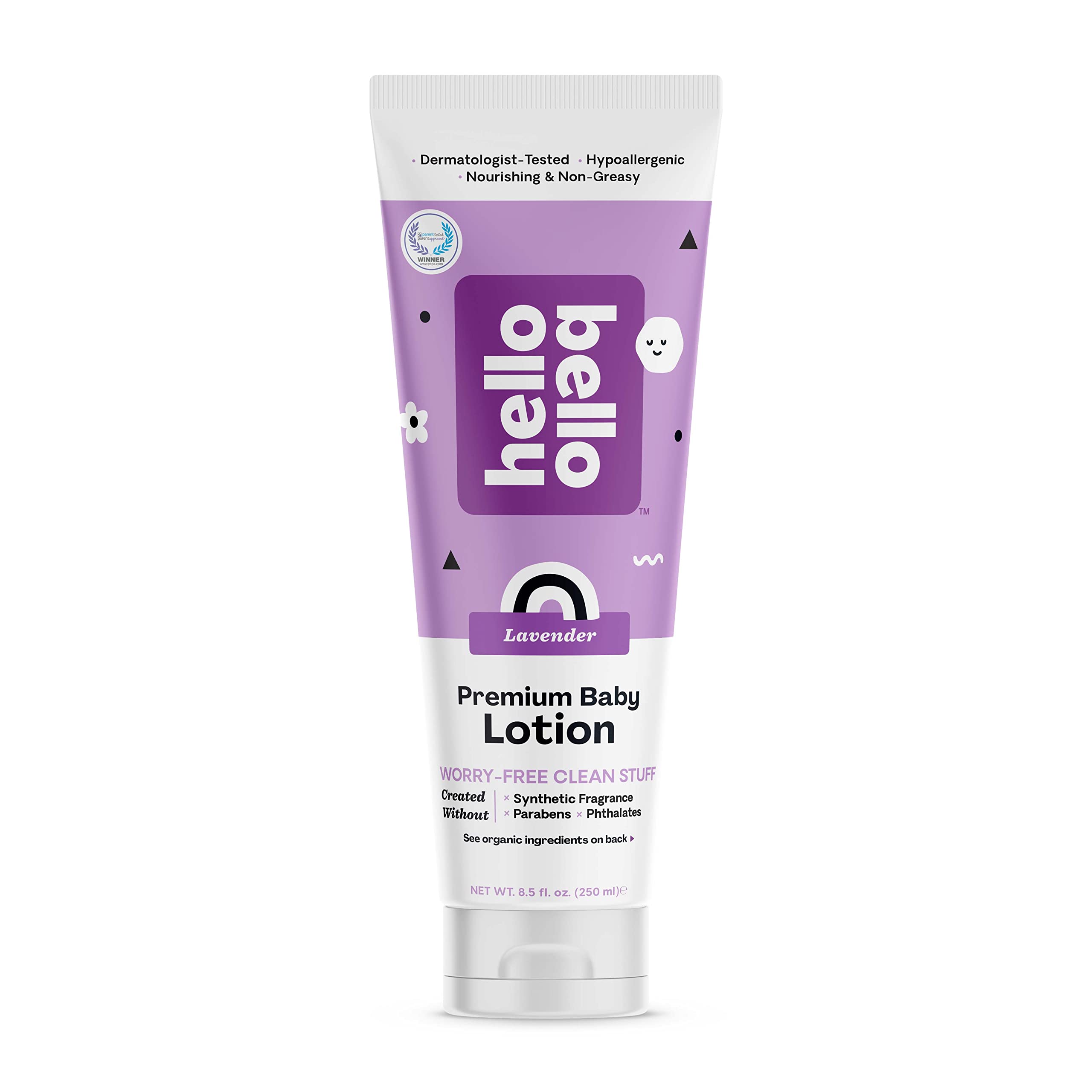 Hello Bello Lotion Lavanda, tubo de 9oz para piel sensible, uso suave.