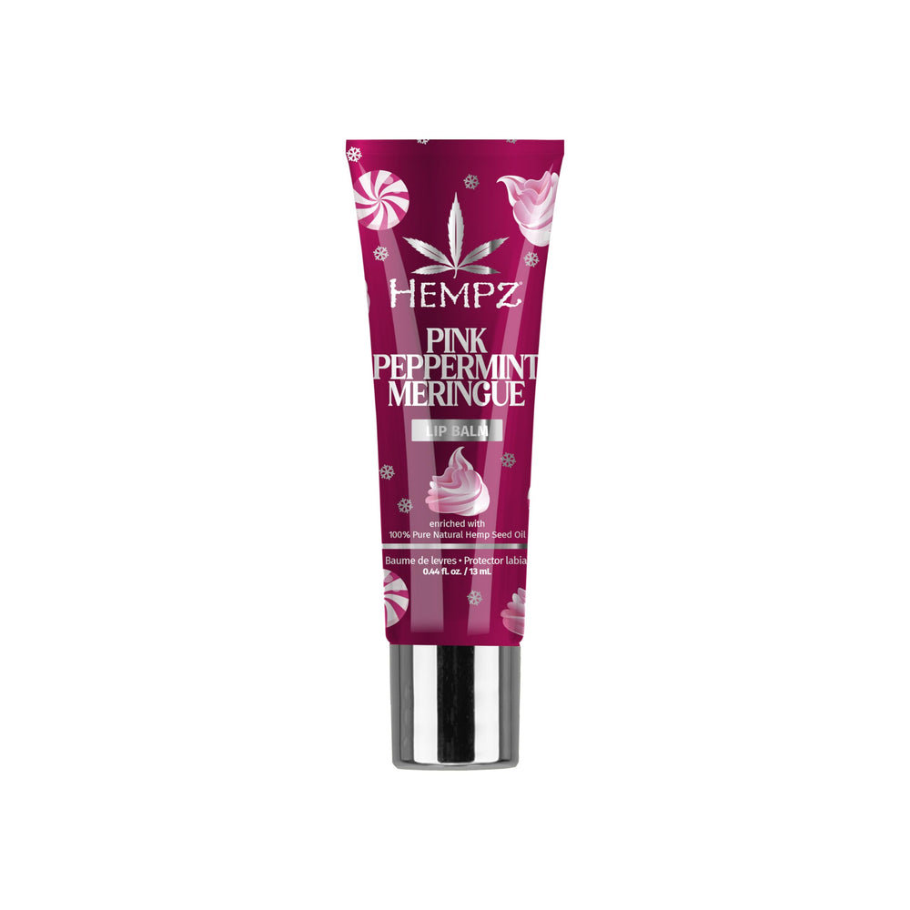 Bálsamo labial Hempz Pink Peppermint Meringue en tubo, hidratación suave.