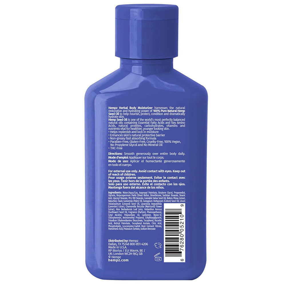 Hempz crema corporal en aplicación manual, absorción rápida