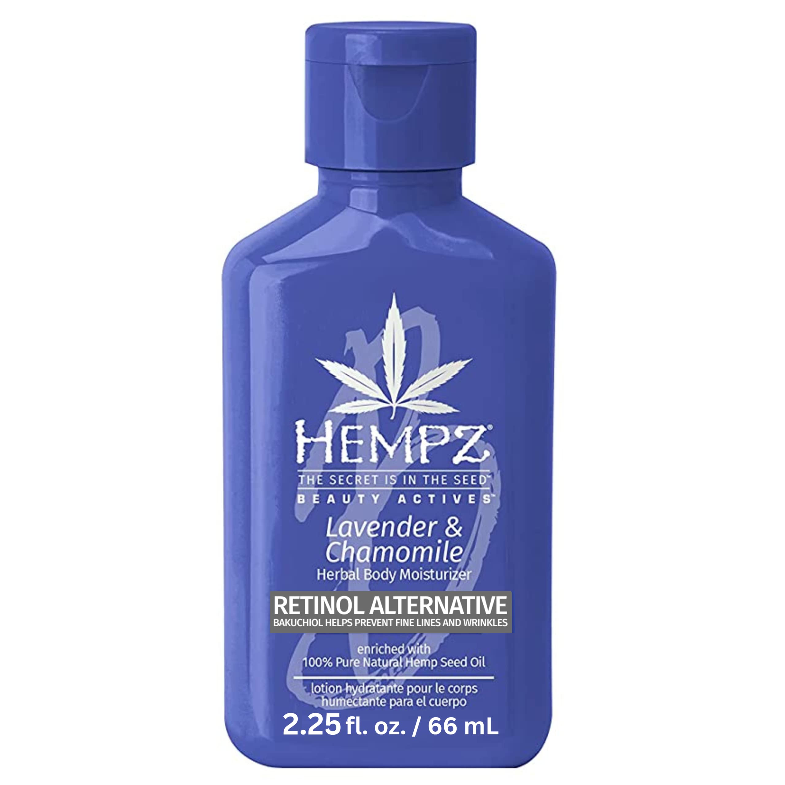 Hempz crema corporal Lavanda Camomila mini-botella, hidratación suave para piel seca