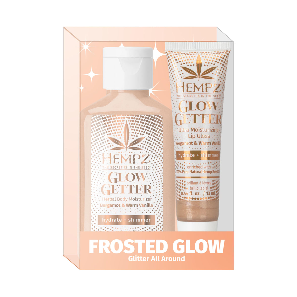 Hempz crema corporal mini, hidratación ligera y rápida absorción.