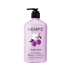 Hempz Edición Limitada Vanilla Plum: botella elegante para hidratación suave.