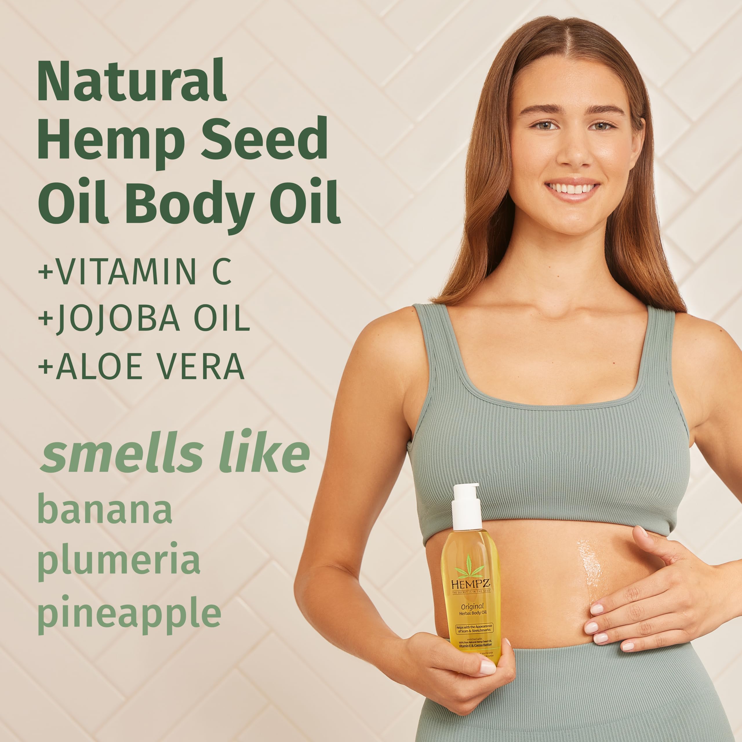 Hempz Original Floral Banana, aplicación en mano para hidratar sin grasa.