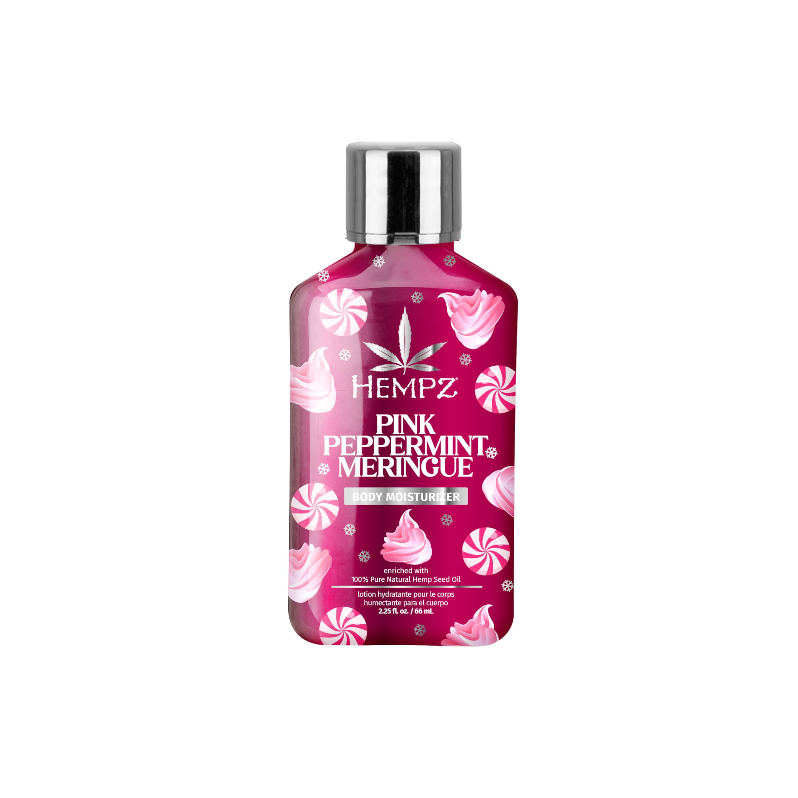 Hempz Pink Peppermint Meringue crema corporal en bote para hidratación suave y rápida.
