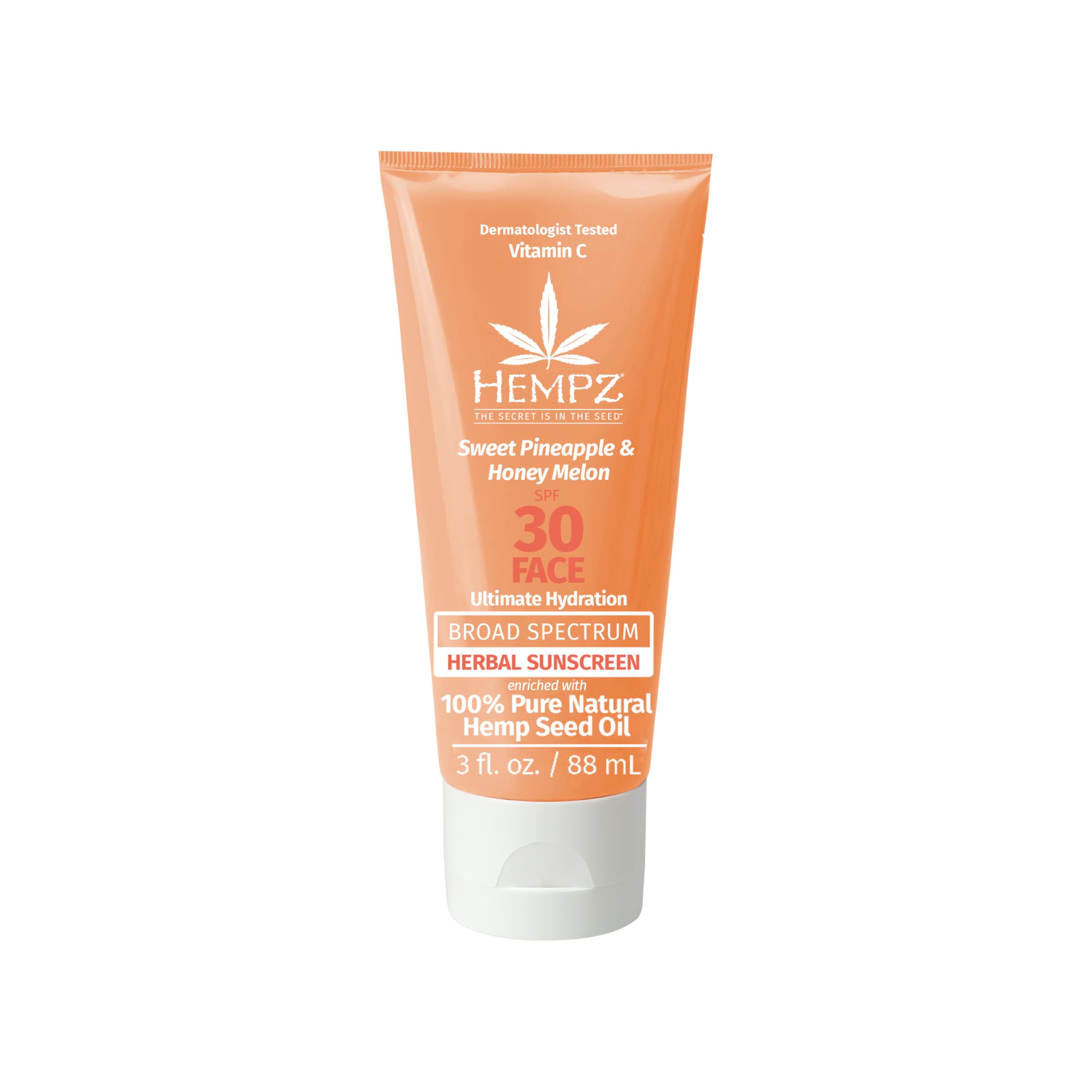 Hempz protector solar facial piña dulce, protección diaria ligera.