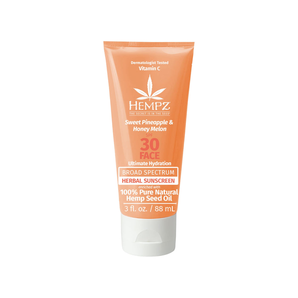 Hempz protector solar facial piña dulce, protección diaria ligera.
