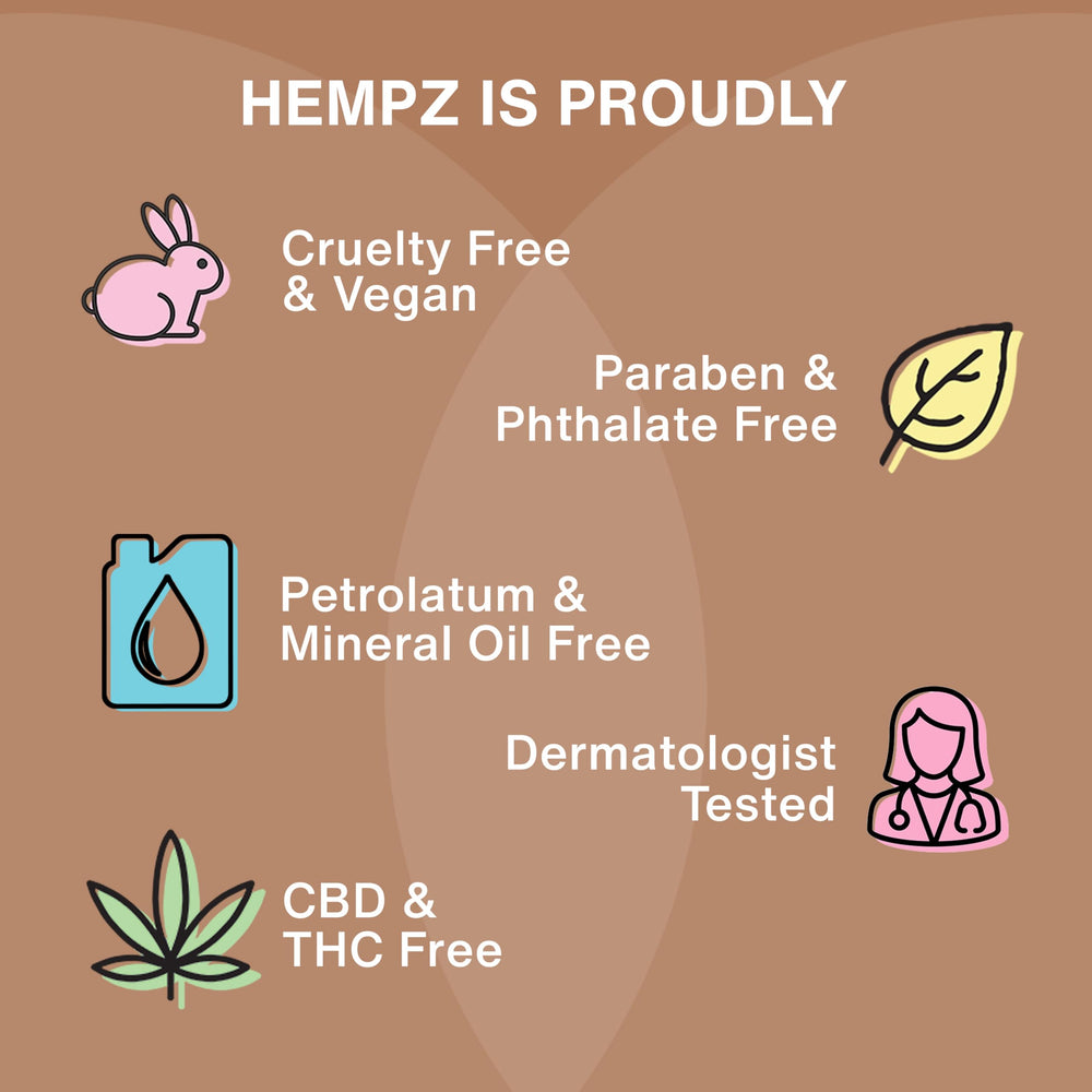 Loción Hempz lista para uso diario en piel seca.