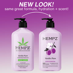Hempz Vanilla Plum, aroma frutal y vainilla para cuidado diario.