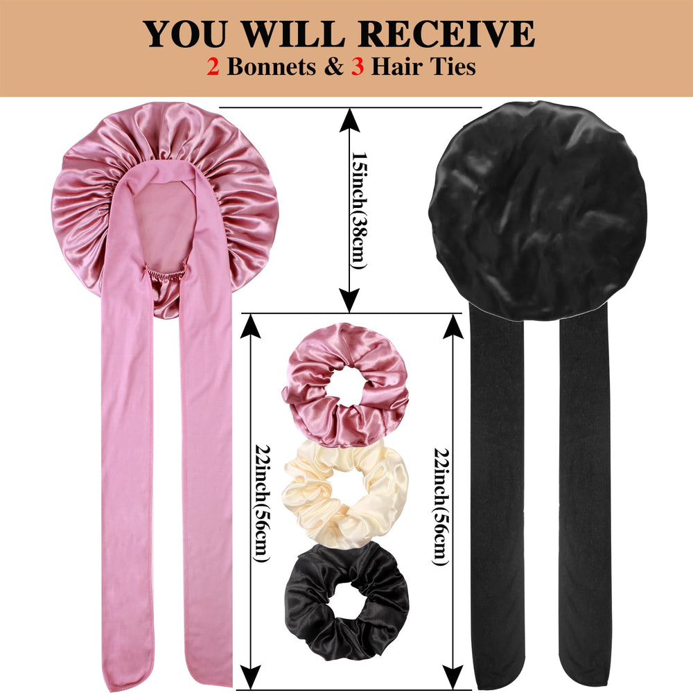 Heniho bonete satin grande para trenzas y rizos, protege la forma al dormir.