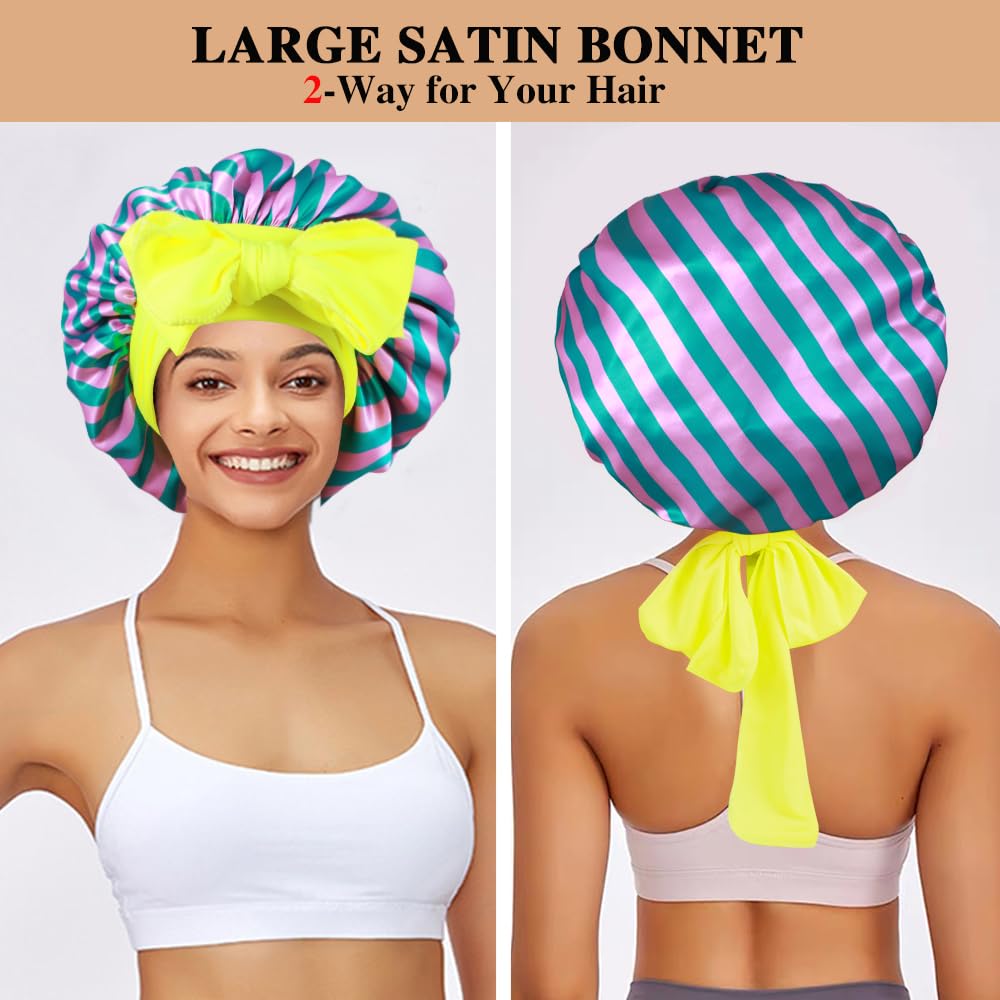 Bonete para cabello rizado de seda Heniho evita enredos nocturnos.