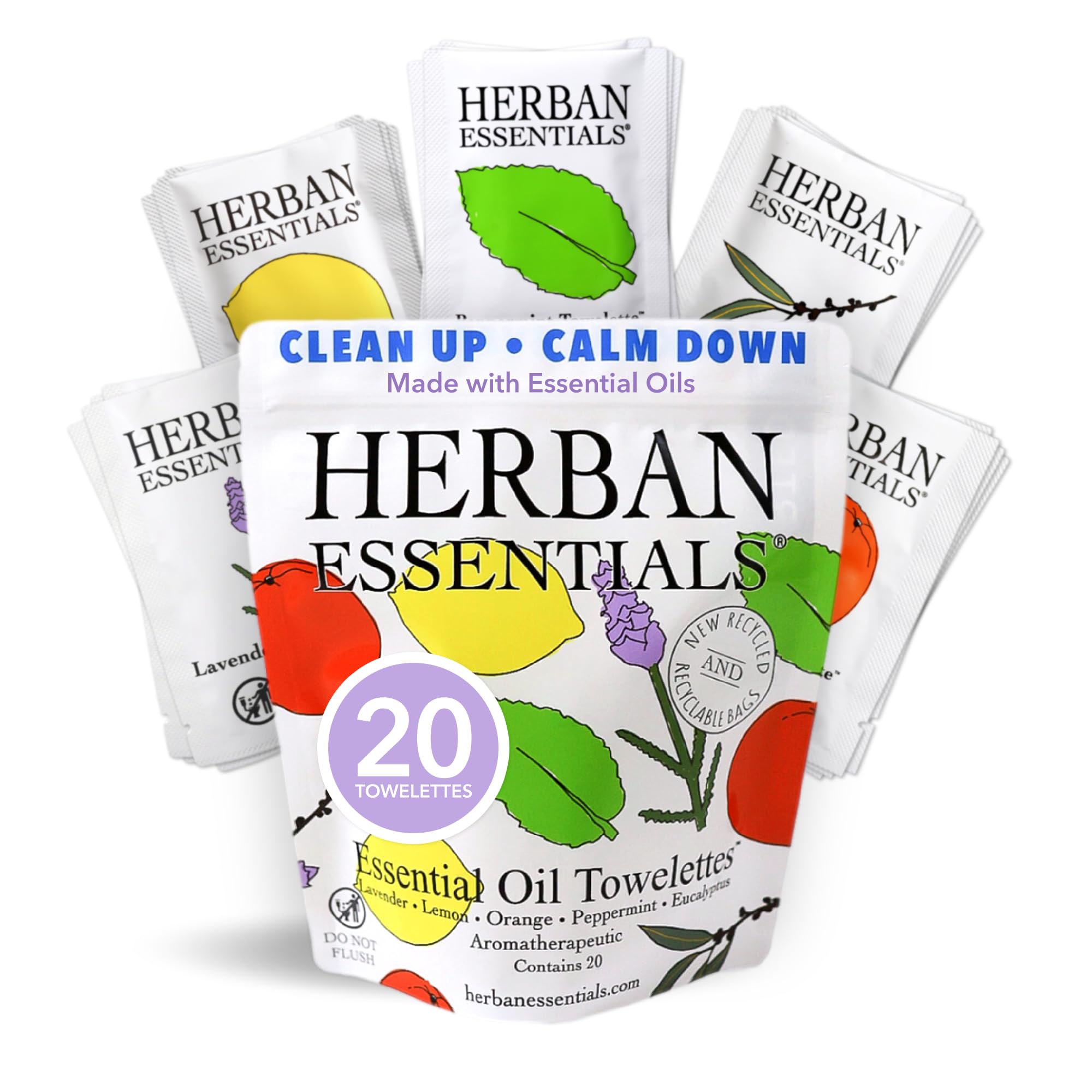 Herban Essentials toallitas desechables para manos, limpieza rápida sin resecar la piel.