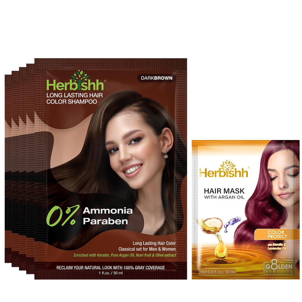 Herbishh champú tinté pelo marrón oscuro sachet: coloración rápida en casa