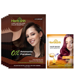 Herbishh champú tinté pelo marrón oscuro sachet: coloración rápida en casa