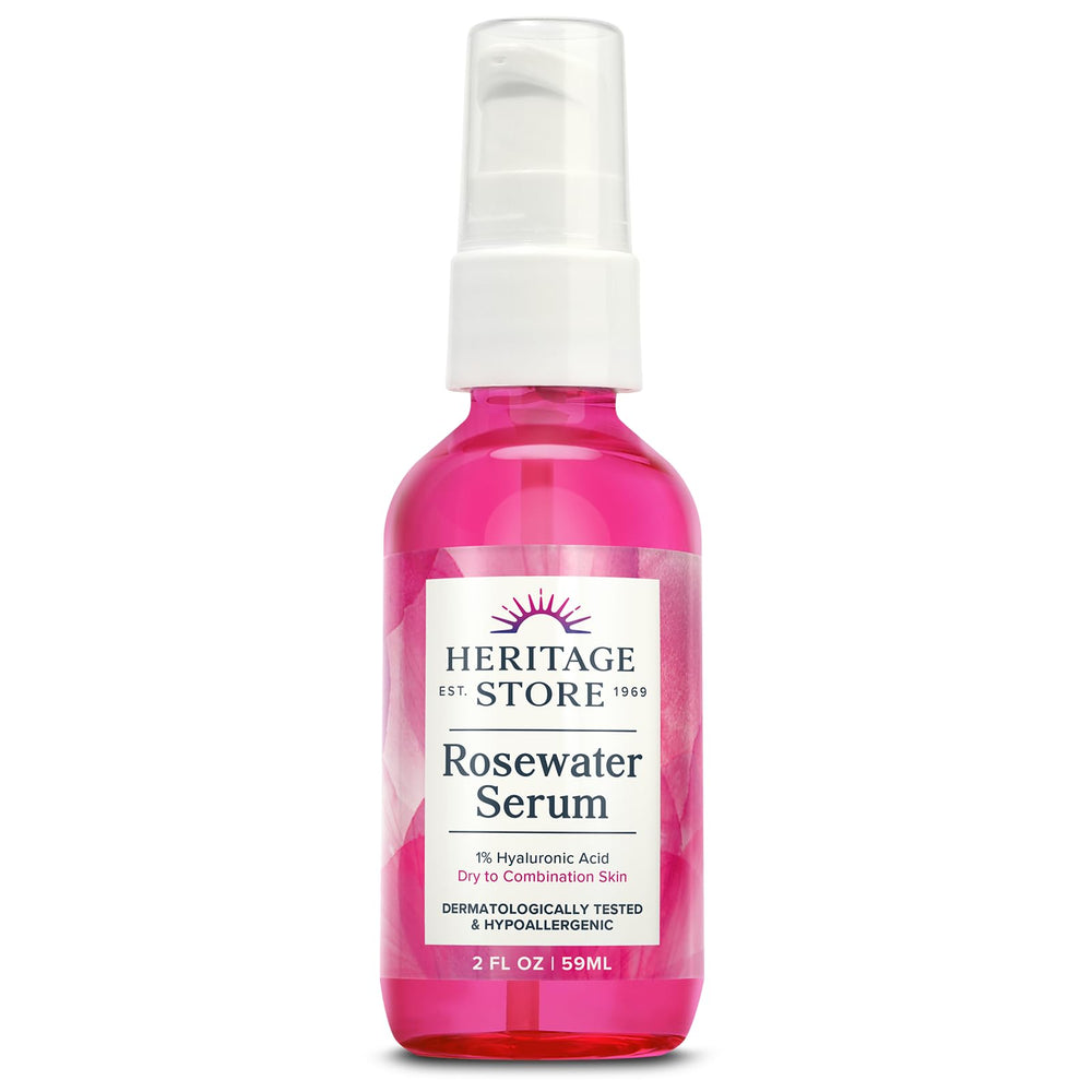 HERITAGE STORE Sérum agua de rosas, botella: hidratación suave para piel seca.