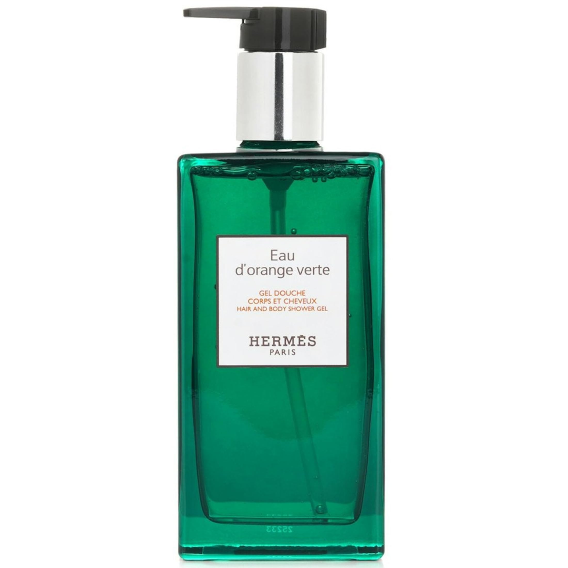 Hermès Eau d'Orange Verte: gel de ducha para cabello y cuerpo con espuma suave y fragancia elegante.