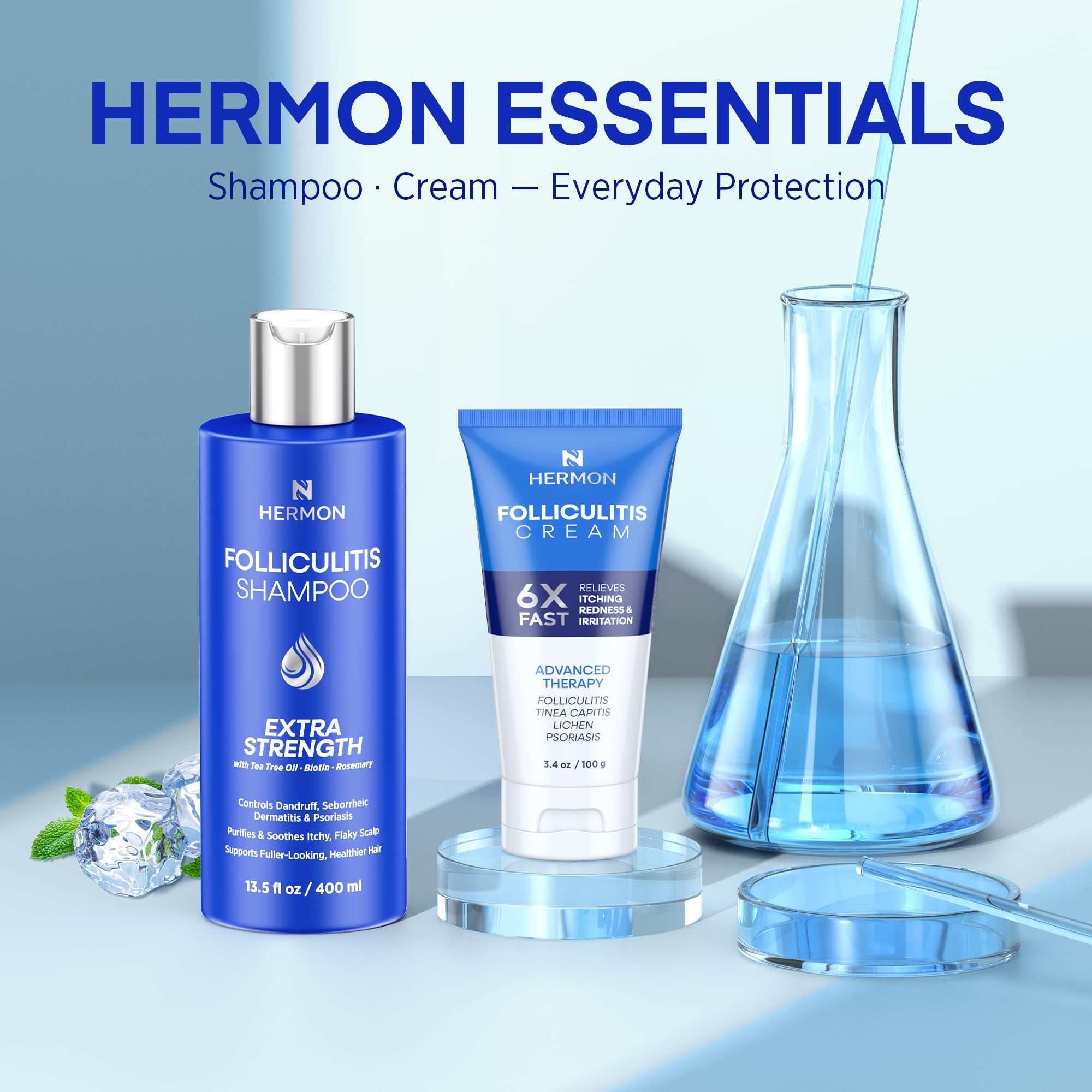 Hermon champú para foliculitis, limpieza suave del cuero cabelludo