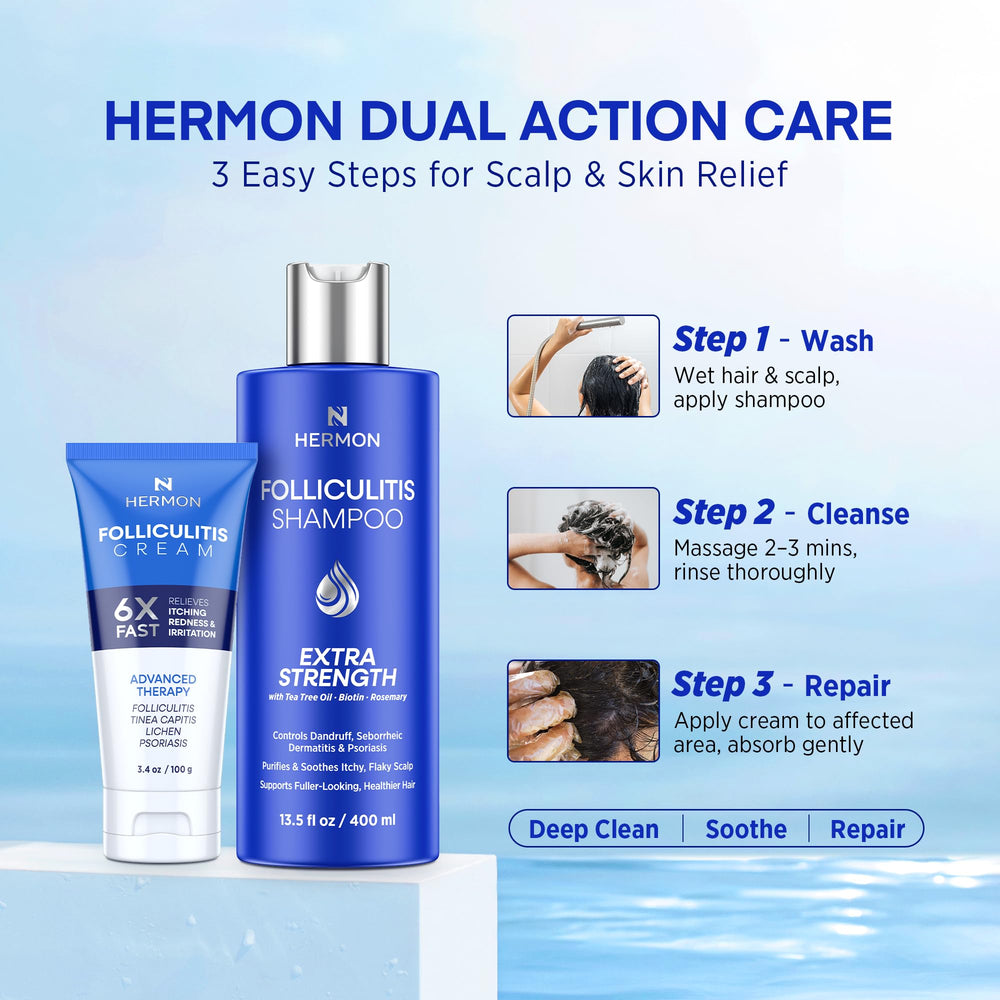 Hermon crema para foliculitis, cuidado diario de zonas afectadas