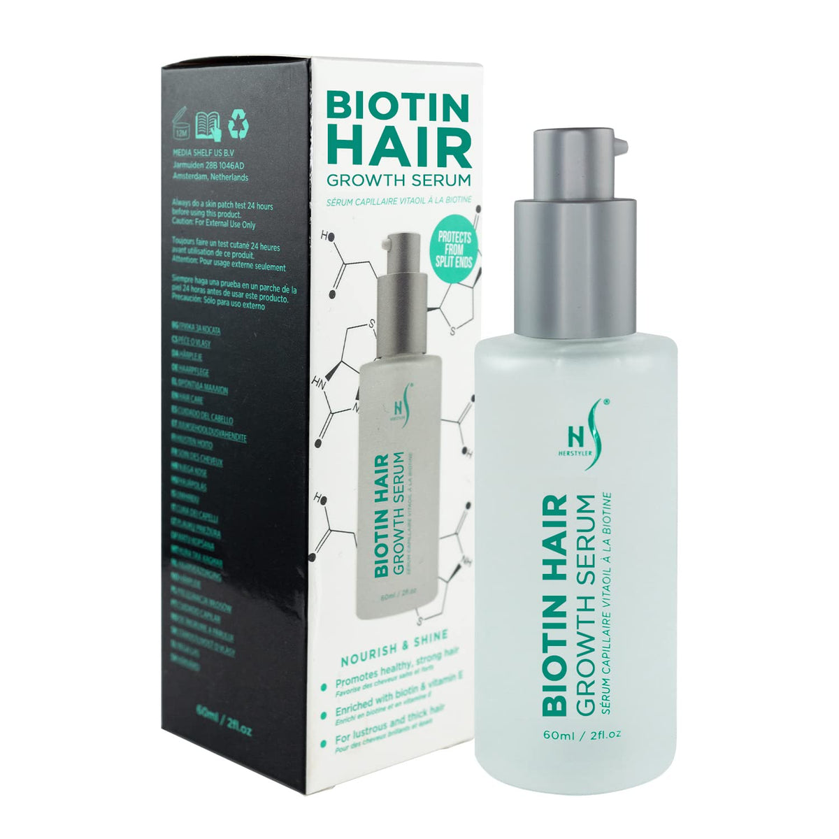 Herstyler Sérum de Biotina en botella: uso diario suave.