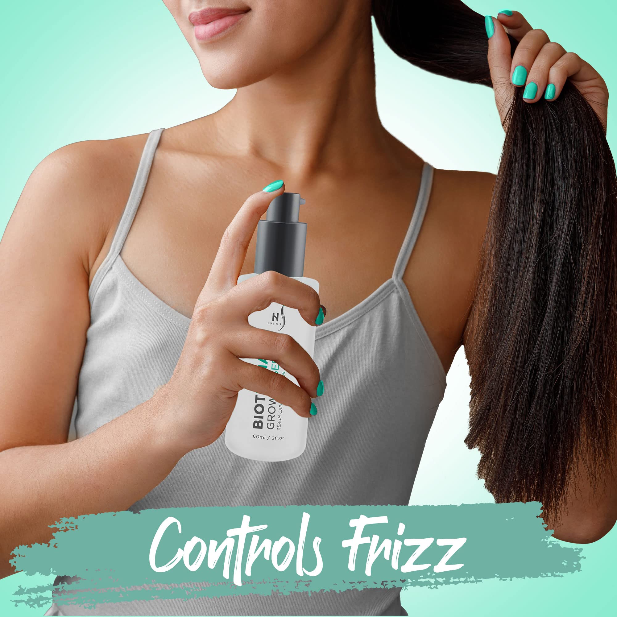 Cabello seco y dañado con Sérum de Biotina: mejora la textura.